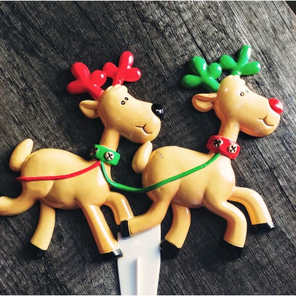 2 Vintage Christmas Santa Reindeer JCNY Plastic Planter tabletop Decorations - Picture 6 of 12